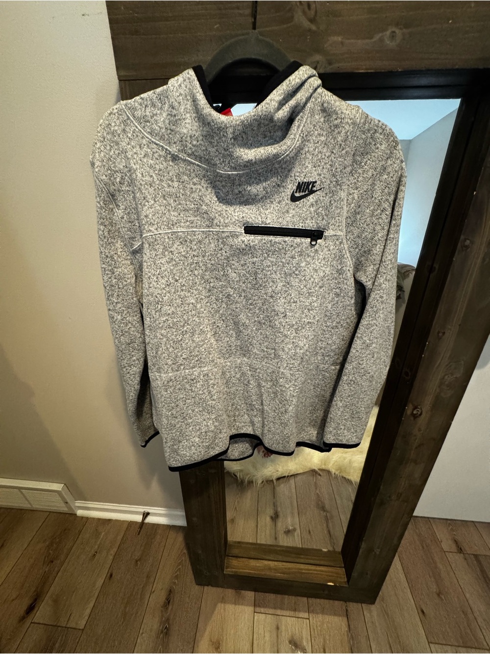 Nike Women's Heather Gray Cowl Neck Pullover with Zip Pocket
